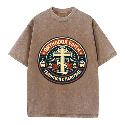 Faithful Heritage Emblem - Vintage T-shirt - Brown