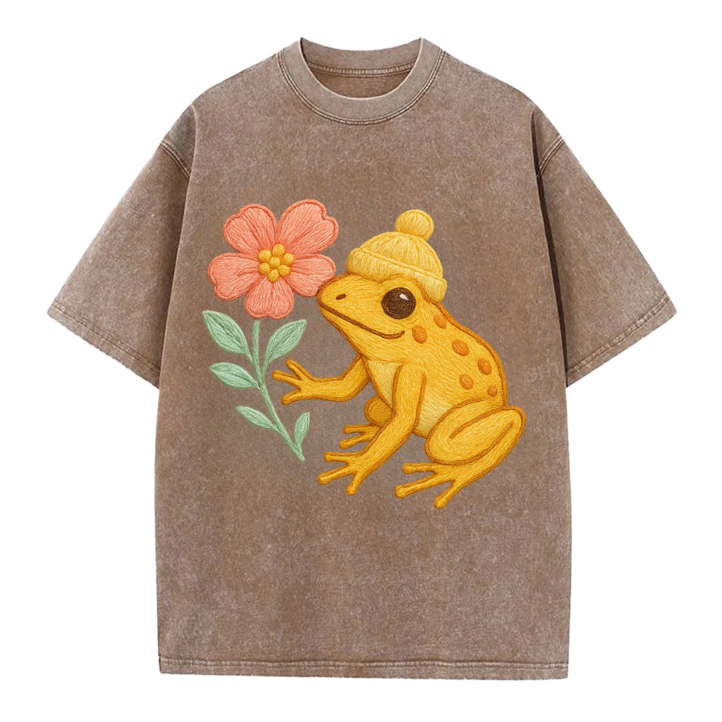 Yellow Dart Frog - Vintage T-shirt - Brown