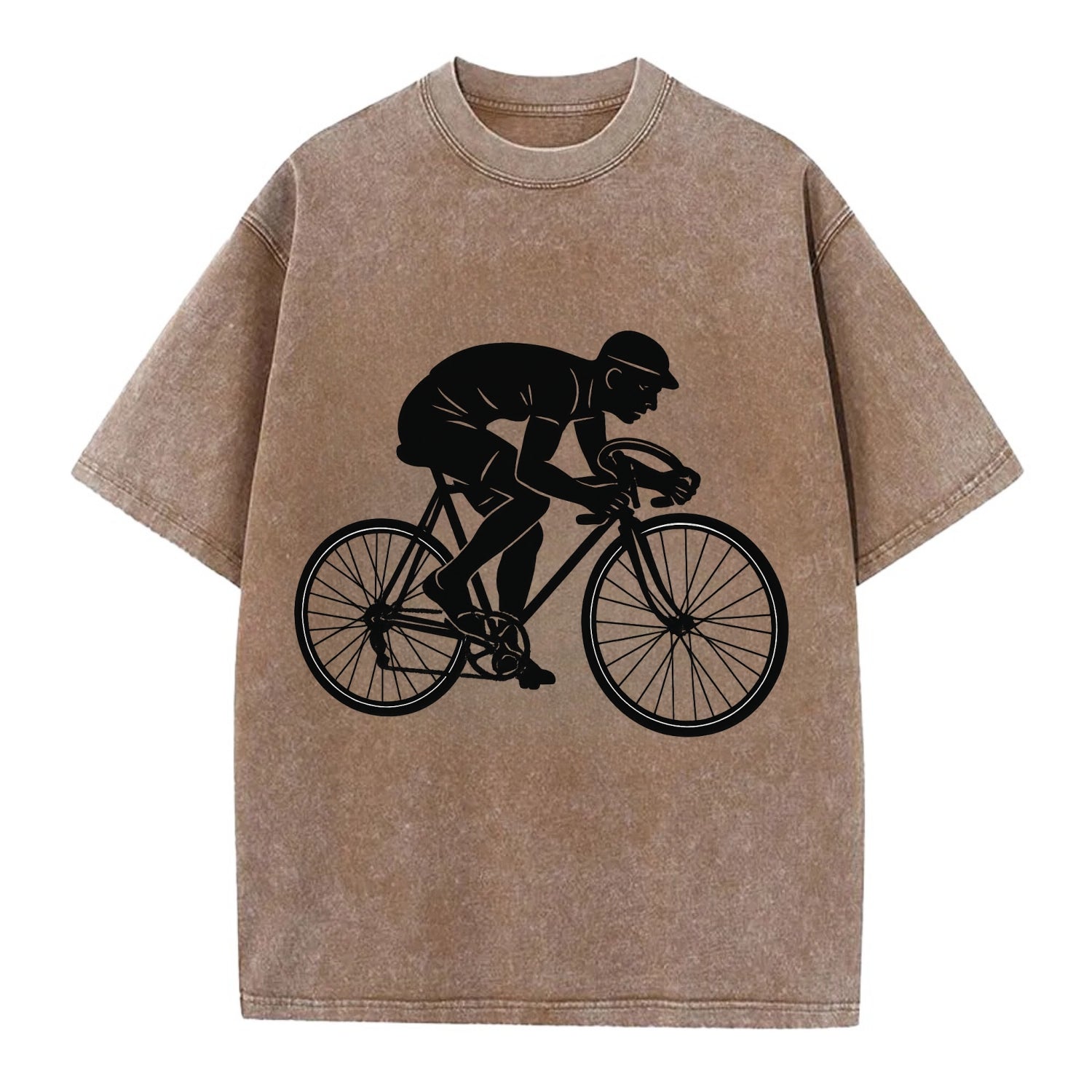 Cyclist sprinting in racing position - Vintage T-shirt - Brown