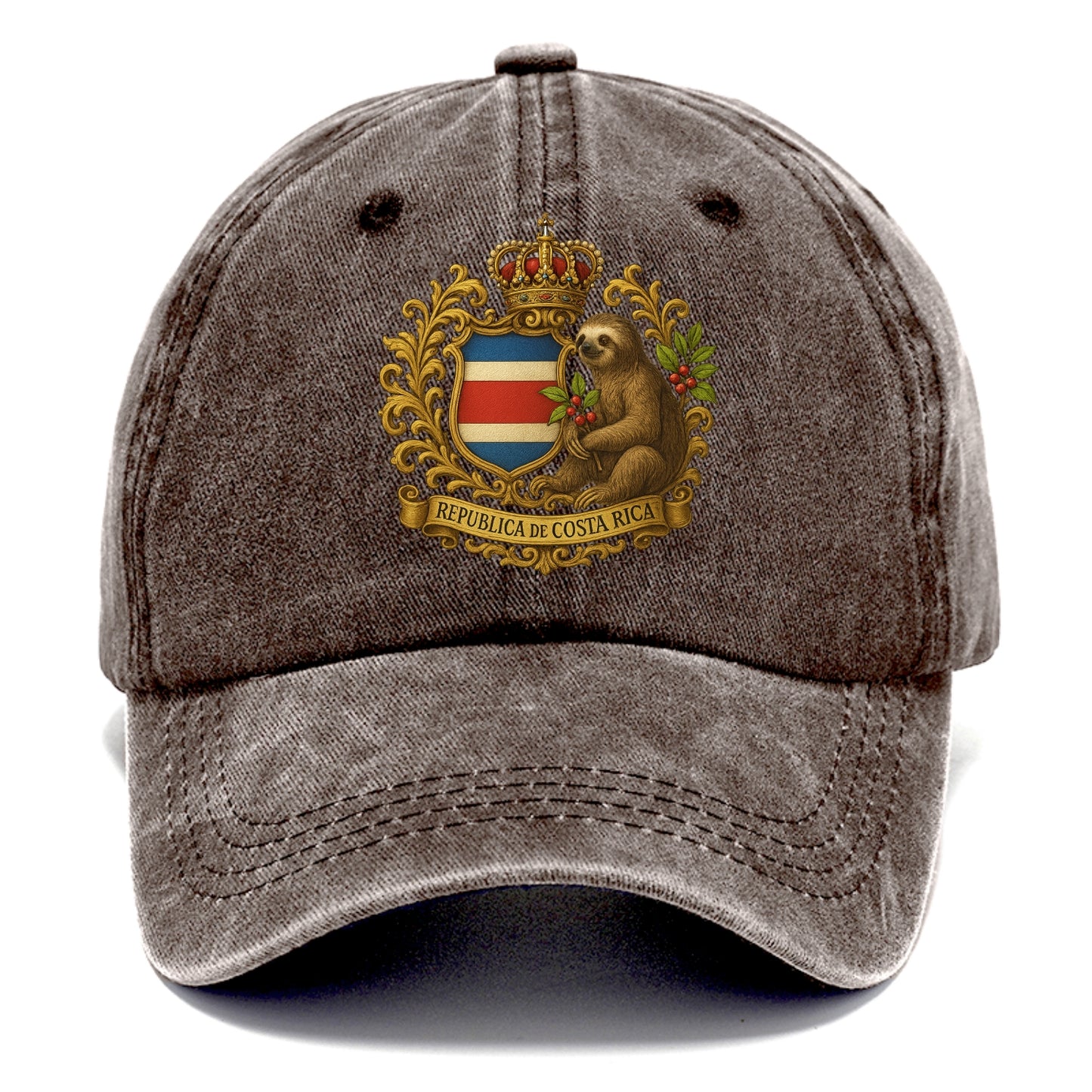 Costa Rica Sloth Emblem  - Classic Cap - Brown
