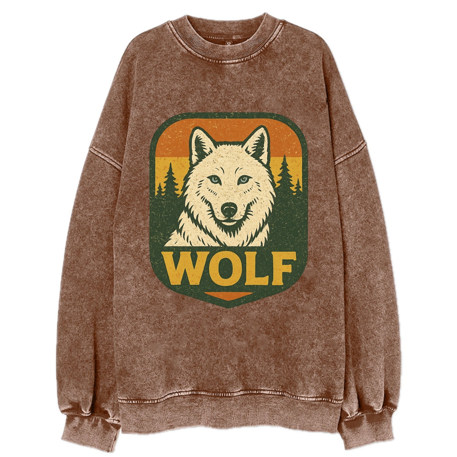 Arctic White Wolf  - Vintage Sweatshirt - Brown