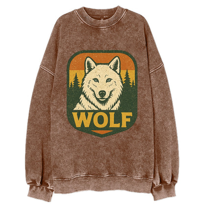 Arctic White Wolf  - Vintage Sweatshirt - Brown
