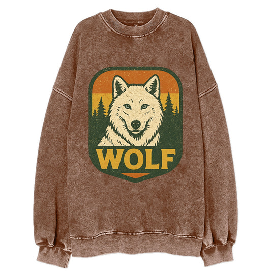 Arctic White Wolf  - Vintage Sweatshirt - Brown