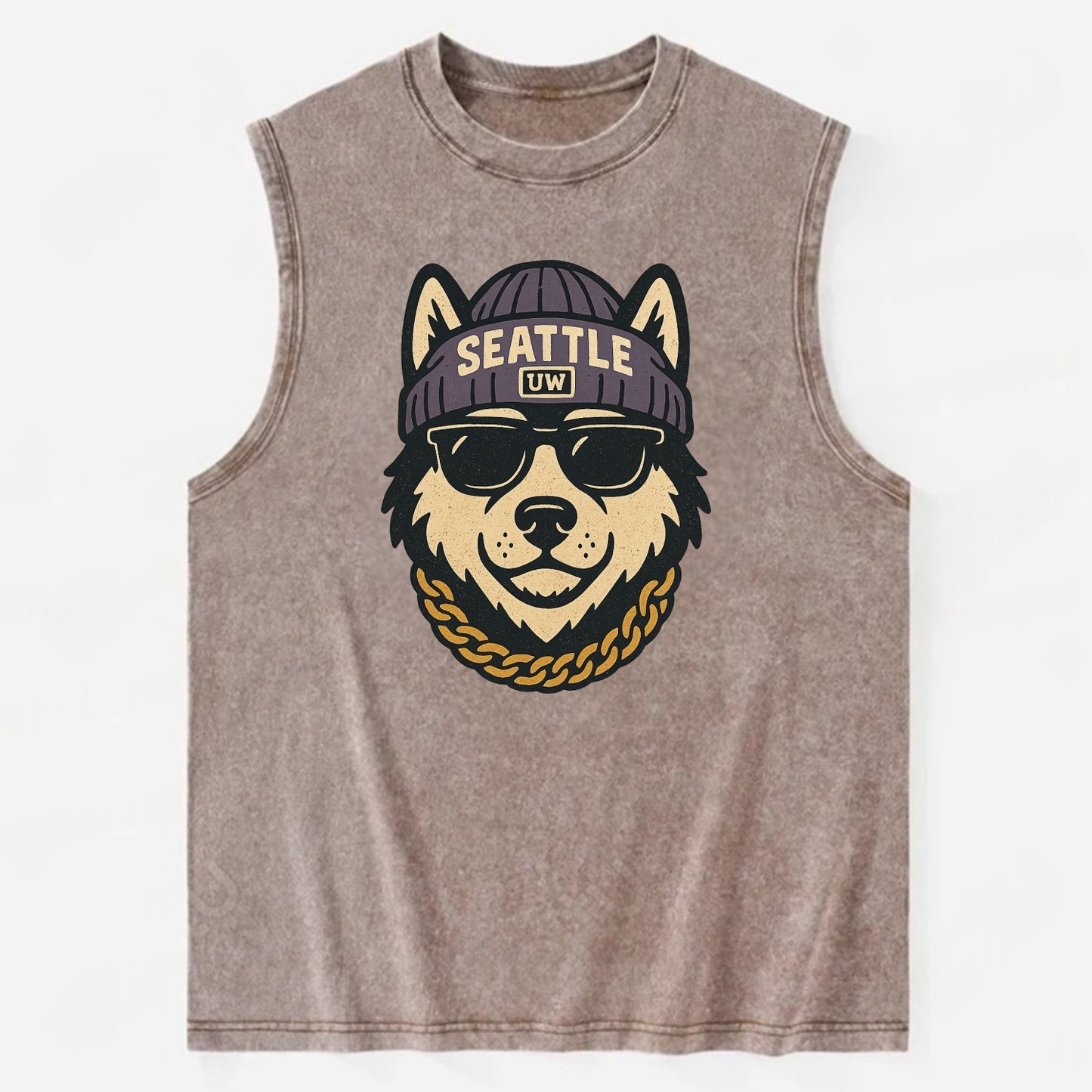 Seattle Husky - Vintage Washed Tank - Brown