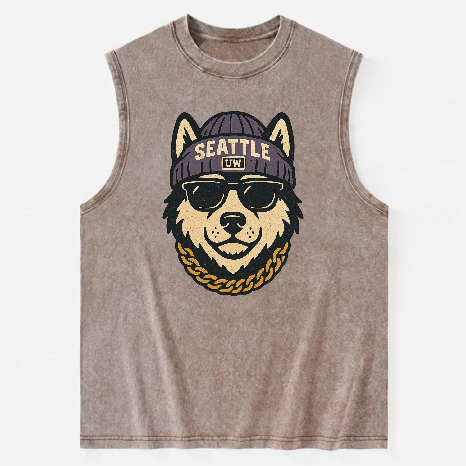 Seattle Husky - Vintage Washed Tank - Brown