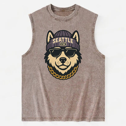 Seattle Husky - Vintage Washed Tank - Brown