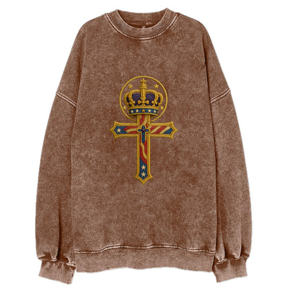 Cross and Crown  - Vintage Sweatshirt - Brown