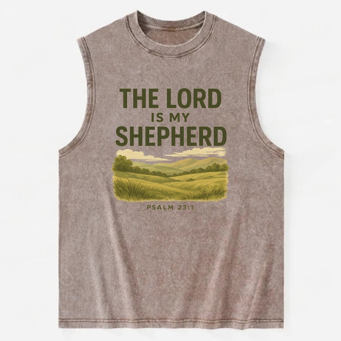 Psalm 23:1 Meadow - Vintage Washed Tank - Brown