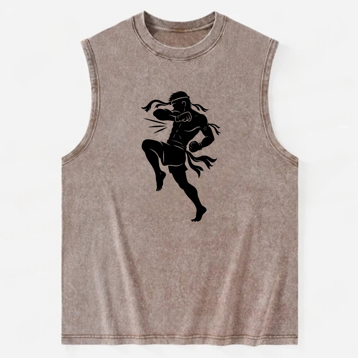 Thai Muay Thai fighter elbow strike - Vintage Washed Tank - Brown