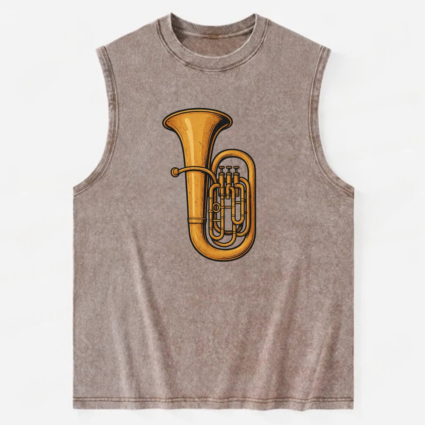 Tuba with large brass bell - Vintage Washed Tank - Brown