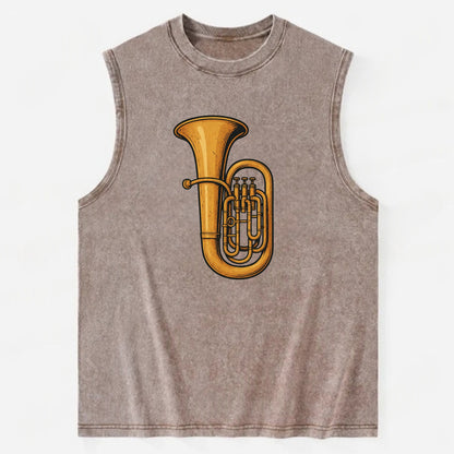 Tuba with large brass bell - Vintage Washed Tank - Brown