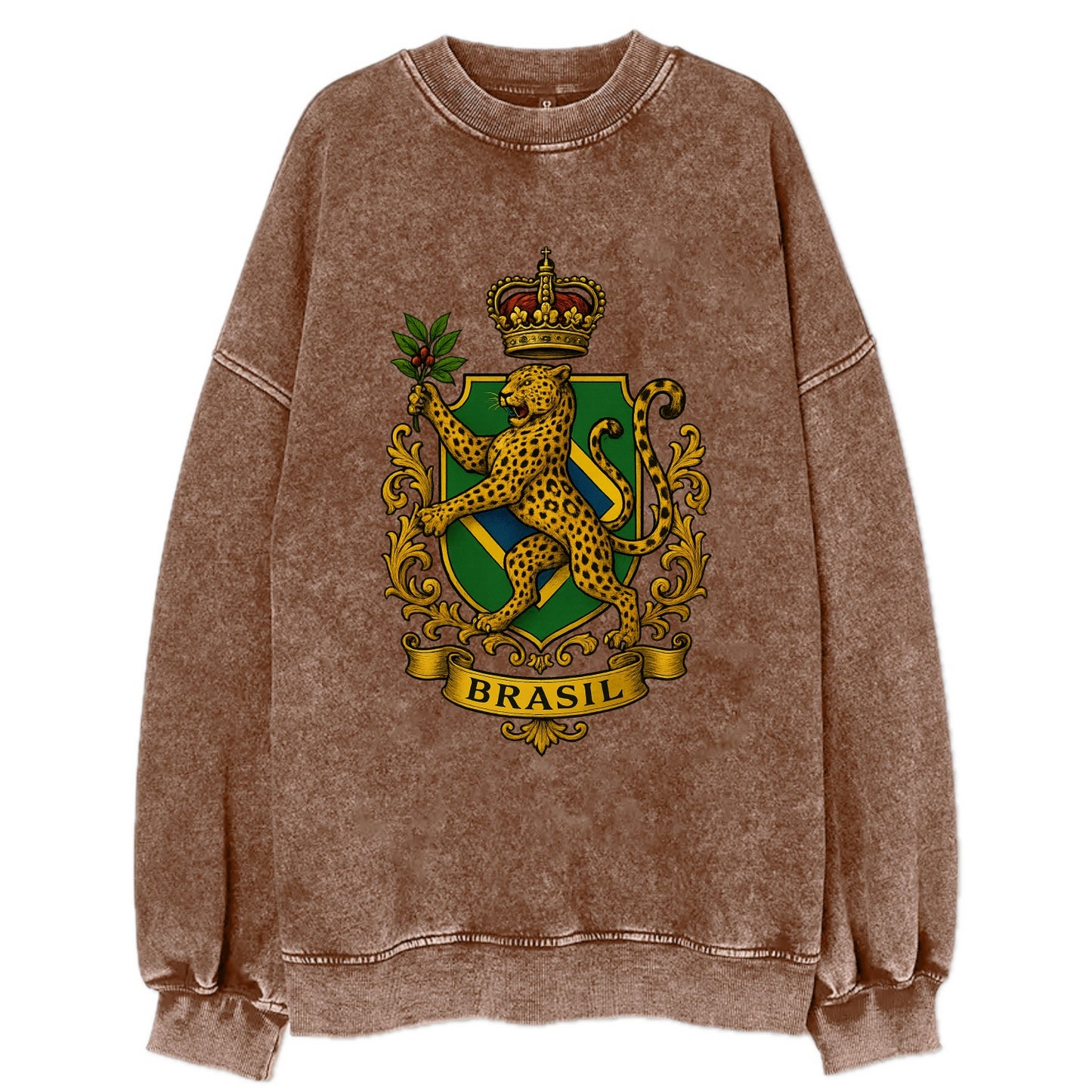 Brazil Jaguar Emblem  - Vintage Sweatshirt - Brown