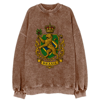 Brazil Jaguar Emblem  - Vintage Sweatshirt - Brown