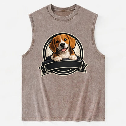 Paws Up Beagle - Vintage Washed Tank - Brown