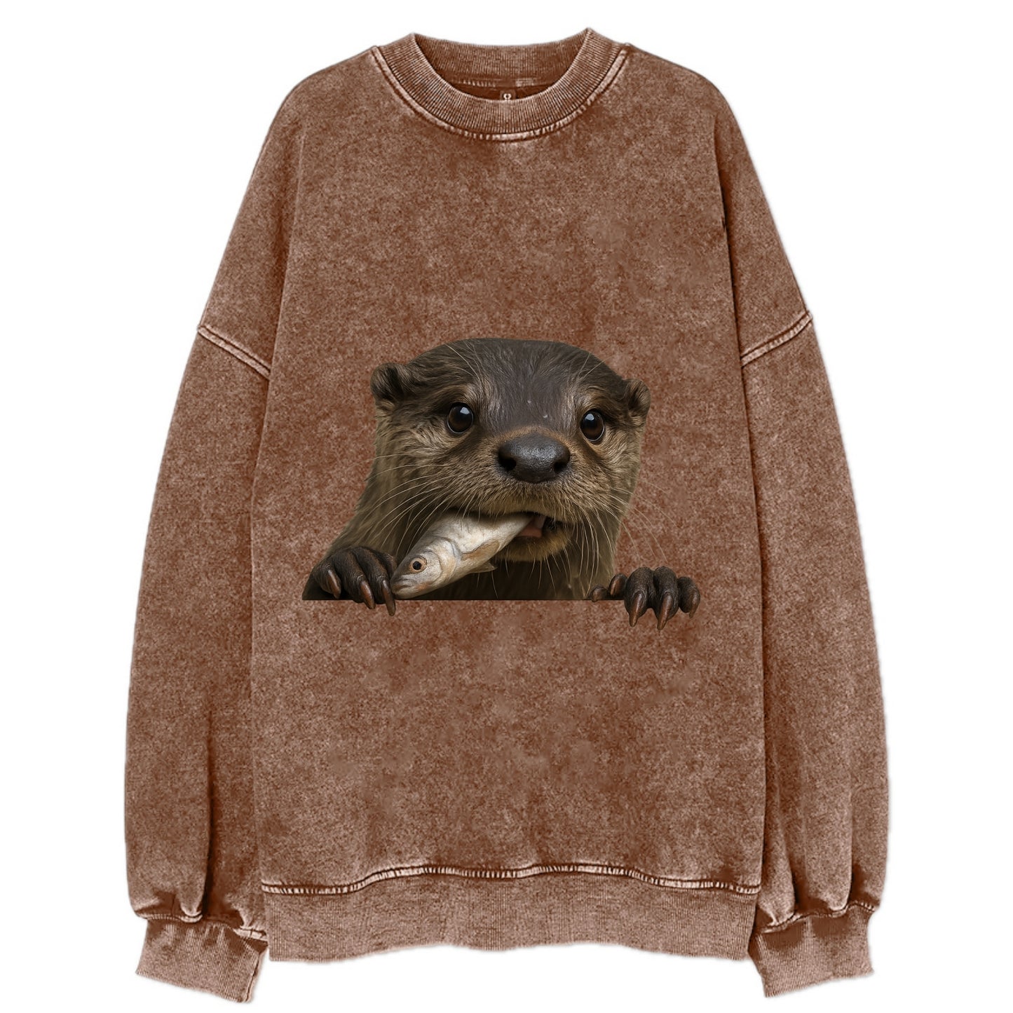 River Otter  - Vintage Sweatshirt - Brown