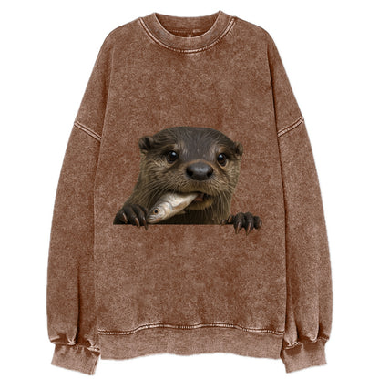 River Otter  - Vintage Sweatshirt - Brown