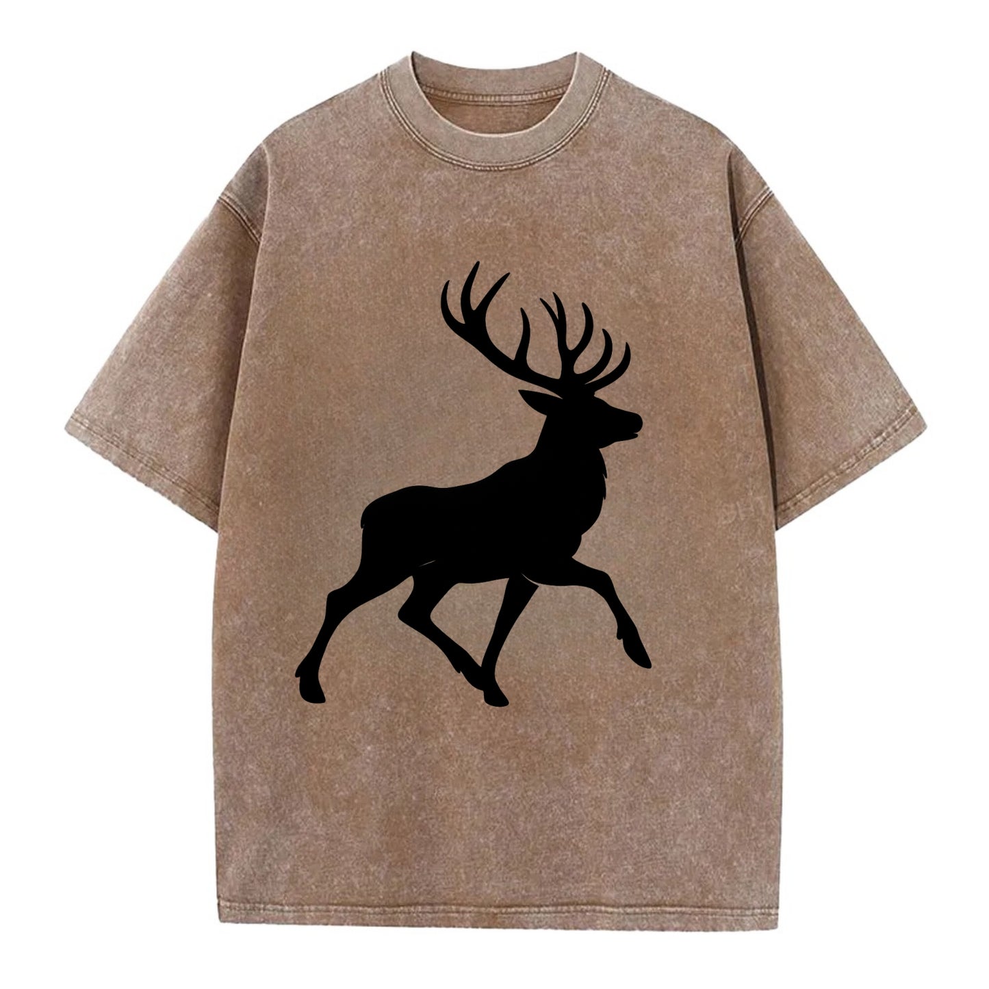 Deer with majestic antlers - Vintage T-shirt - Brown
