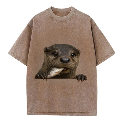 River Otter  - Vintage T-shirt - Brown