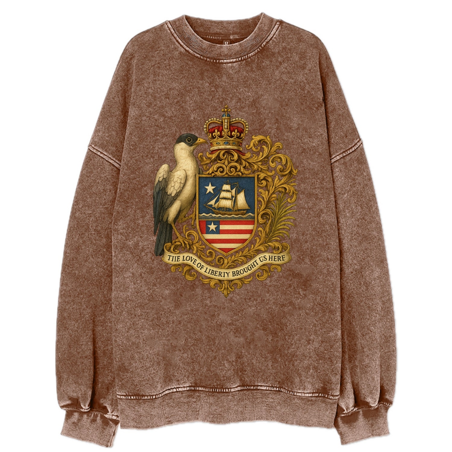 Liberia Pepper Bird Emblem  - Vintage Sweatshirt - Brown