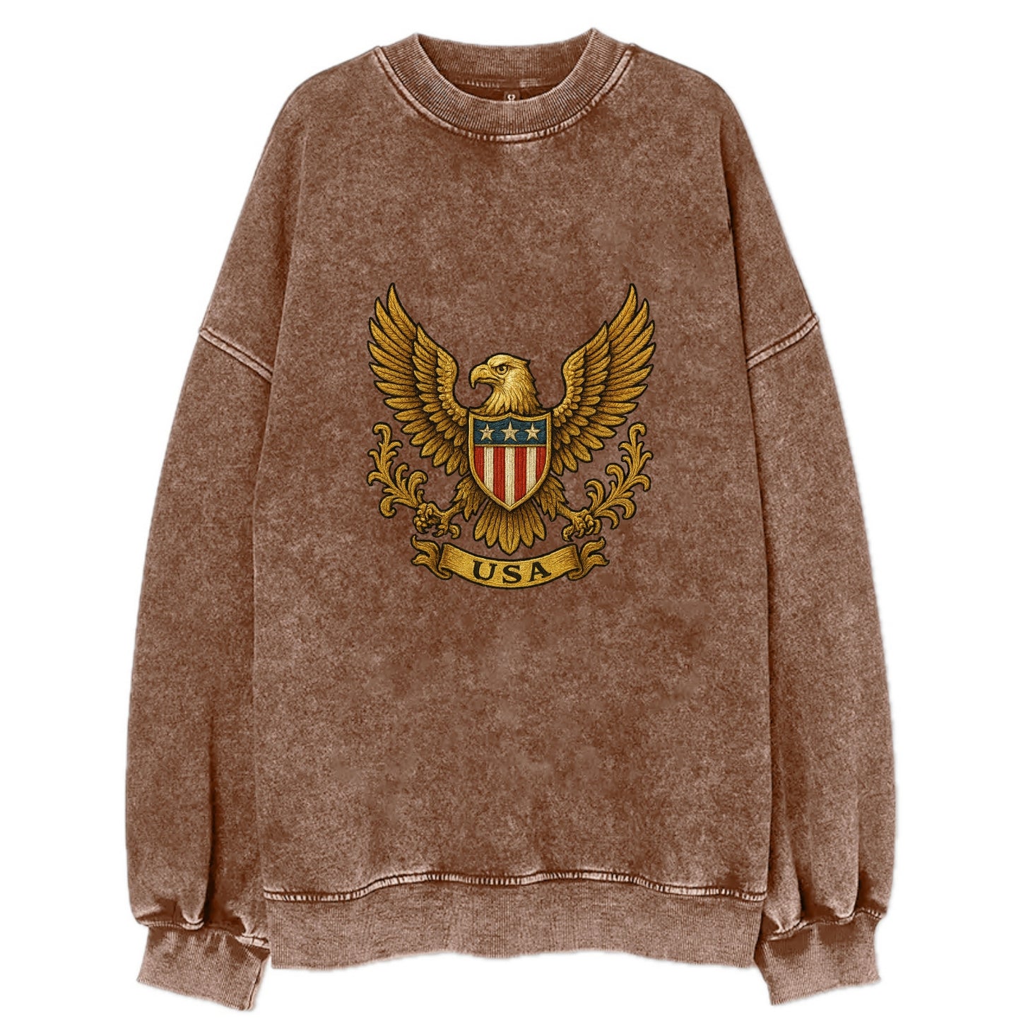 Usa Heritage Eagle 3 - Vintage Sweatshirt - Brown