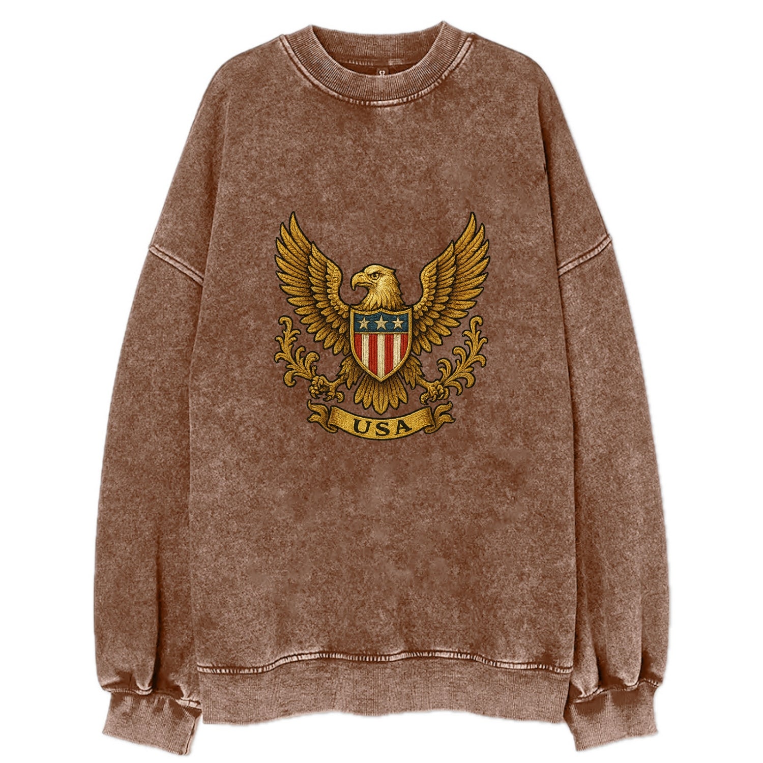 Usa Heritage Eagle 3 - Vintage Sweatshirt - Brown