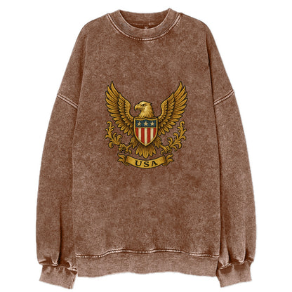 Usa Heritage Eagle 3 - Vintage Sweatshirt - Brown