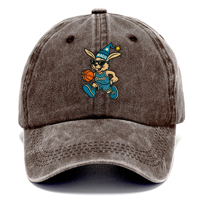 Orlando Rabbit wearing Magic blue and silver beanie with wizard hat and wayfarer - Classic Cap - Brown
