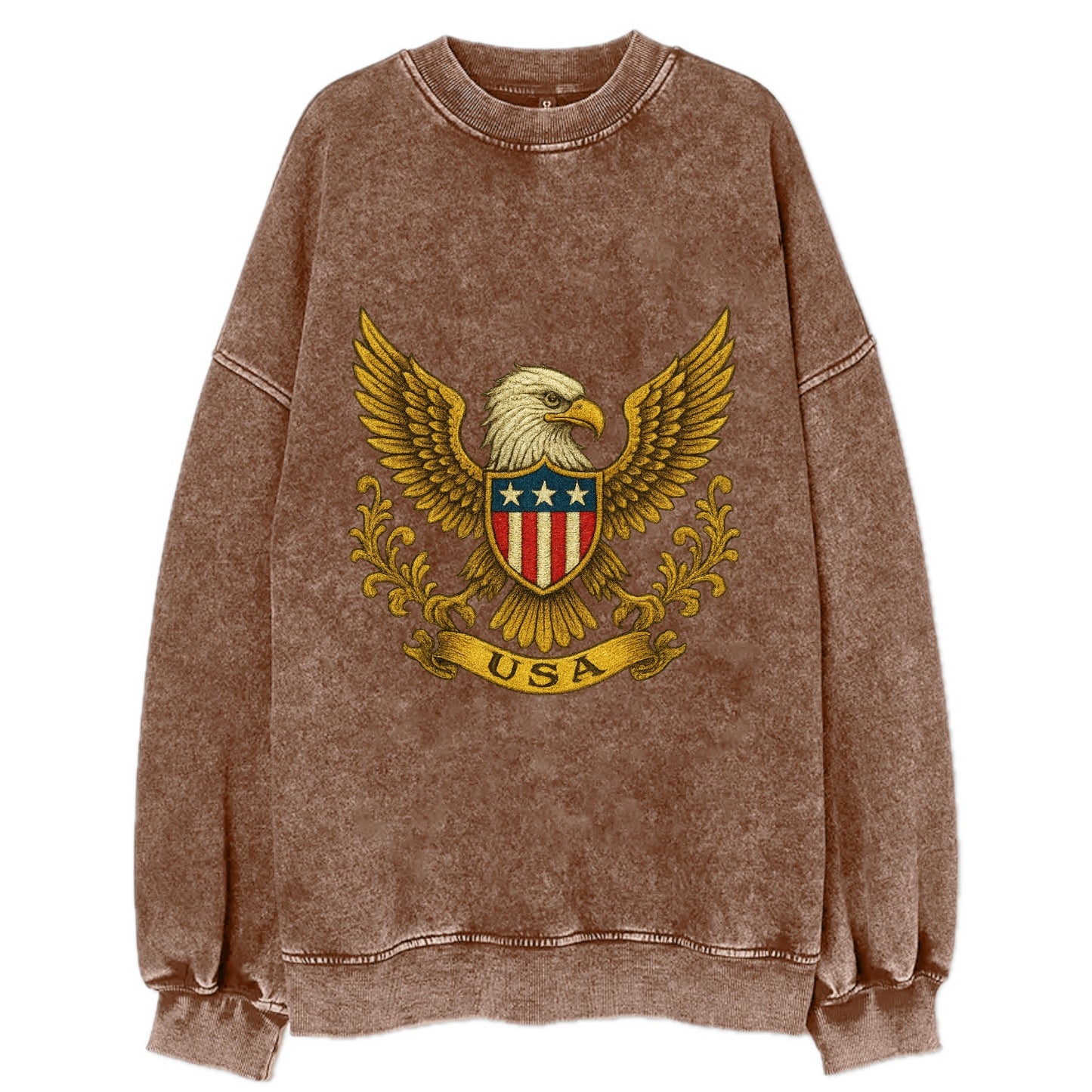 Usa Heritage Eagle Baseball Cap 2 - Vintage Sweatshirt - Brown