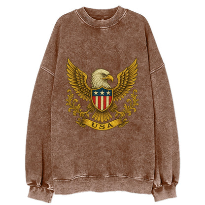 Usa Heritage Eagle Baseball Cap 2 - Vintage Sweatshirt - Brown