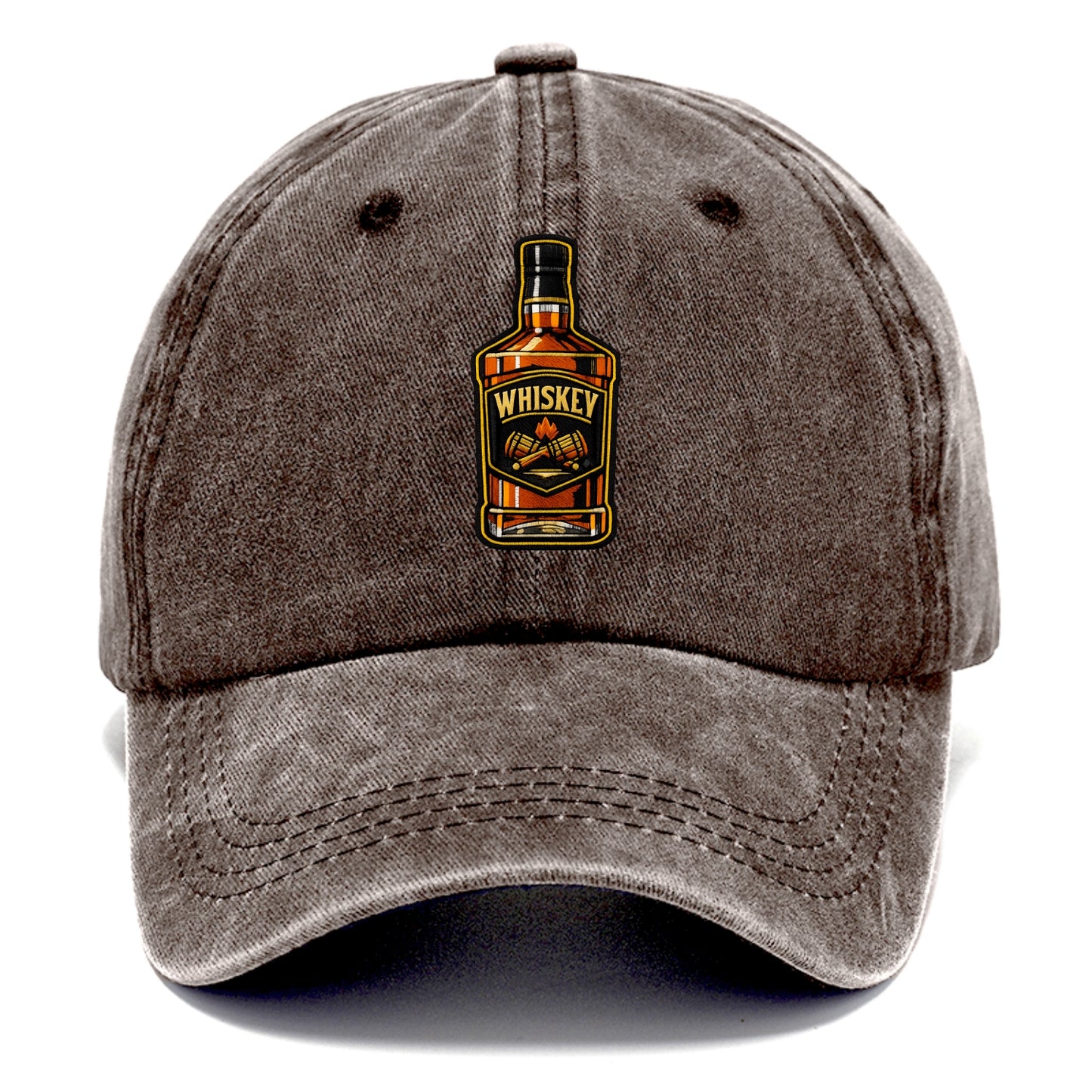 WHISKEY BOTTLE - bourbon bottle in amber and gold , spirits connoisseur - Classic Cap - Brown