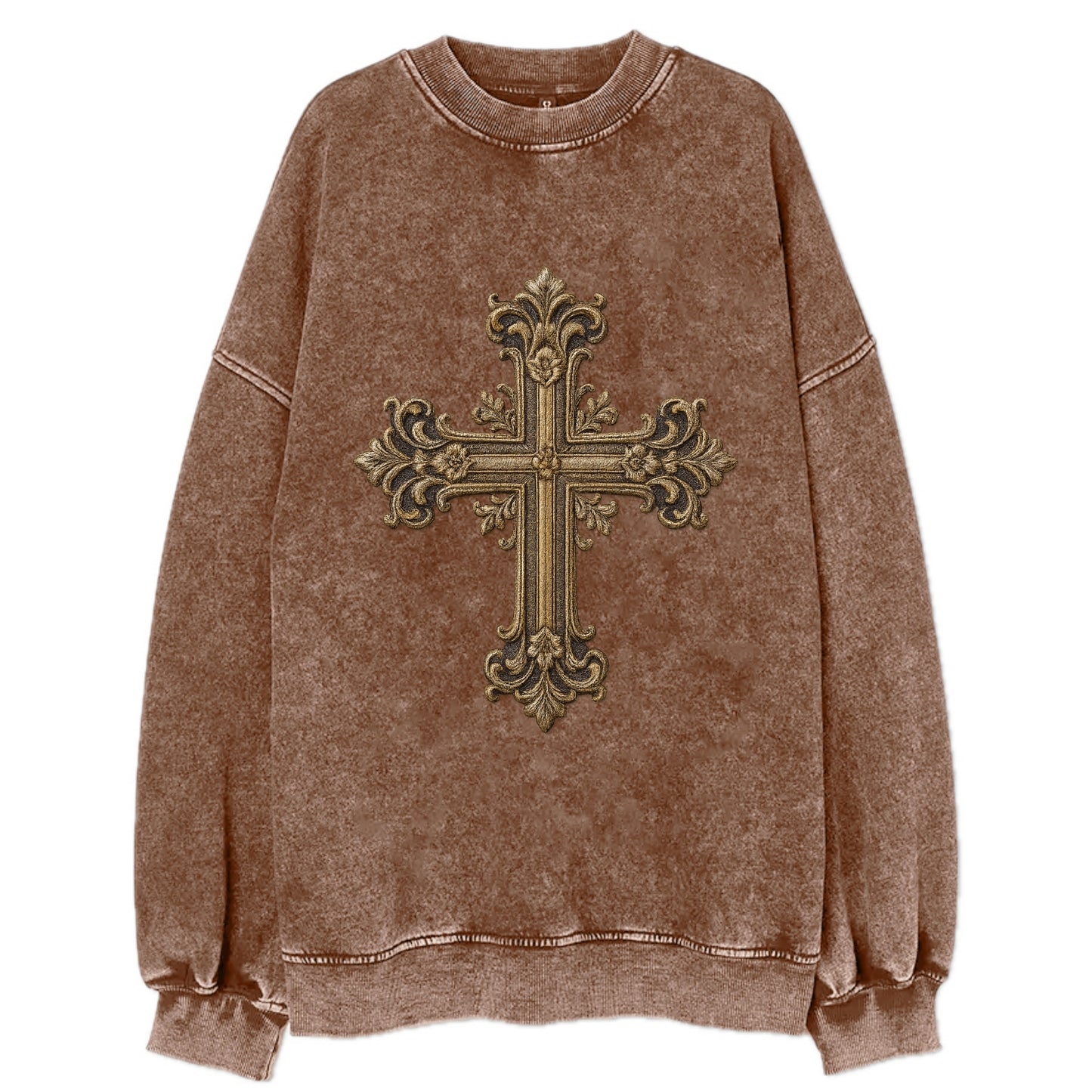Victorian Cross  - Vintage Sweatshirt - Brown