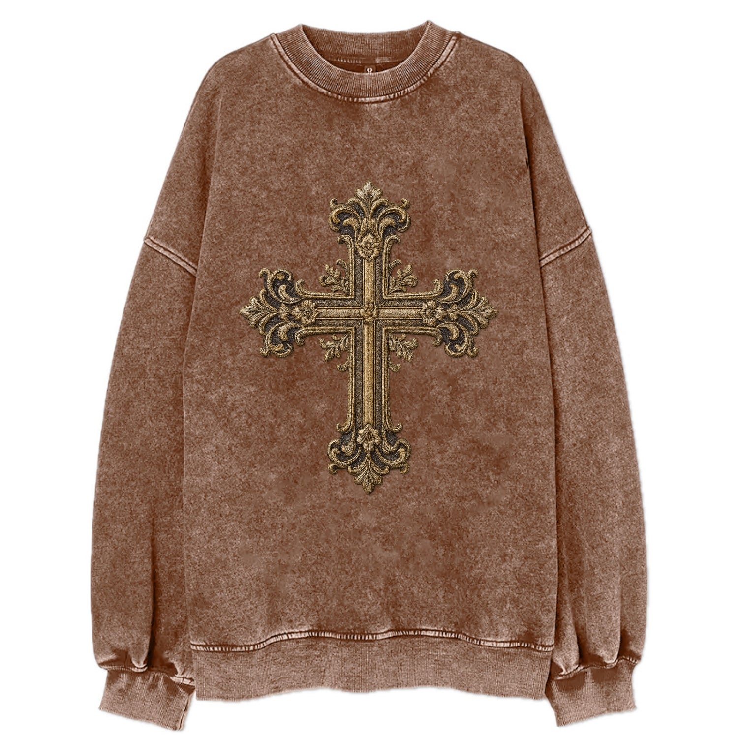 Victorian Cross  - Vintage Sweatshirt - Brown