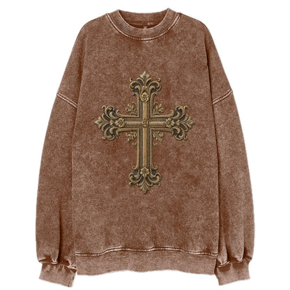 Victorian Cross  - Vintage Sweatshirt - Brown