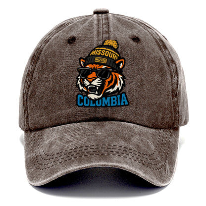 Columbia Tiger wearing Missouri beanie with Mizzou patch - Classic Cap - Brown