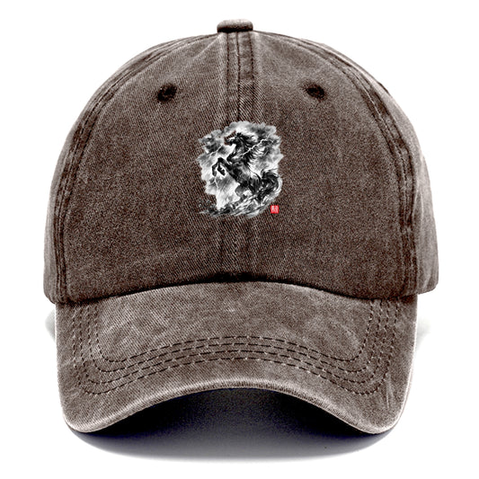 THUNDER HORSE | Storm horse with lightning elements | Dramatic storm clouds - Classic Cap - Brown