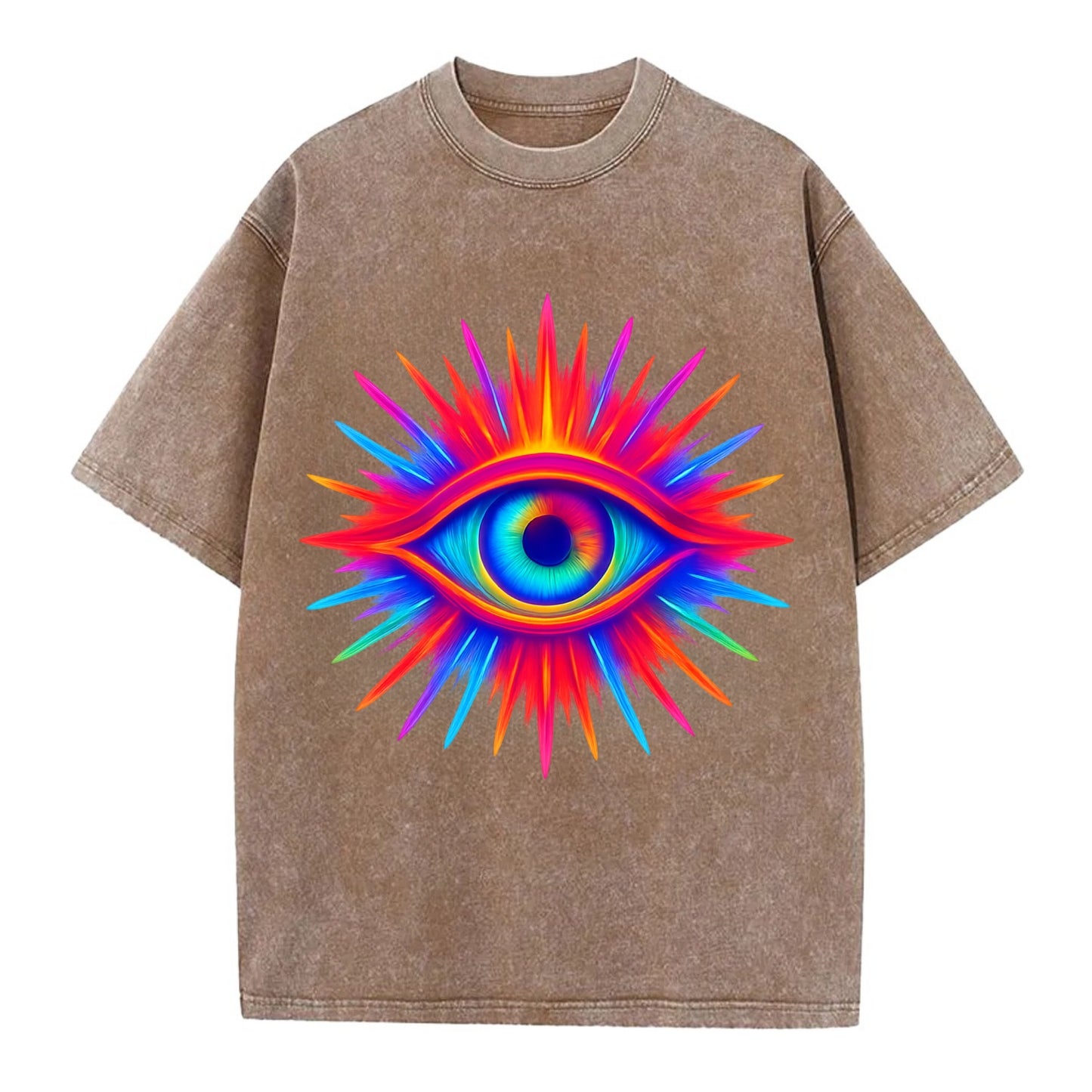 Rainbow Third Eye - Prismatic eye radiat Vintage T-shirt - Brown