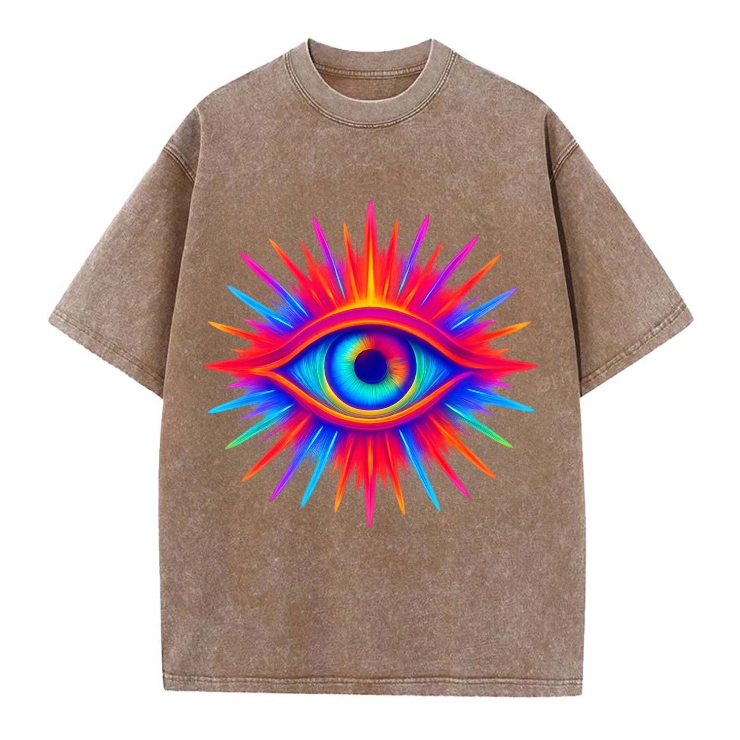 Rainbow Third Eye - Prismatic eye radiat Vintage T-shirt - Brown