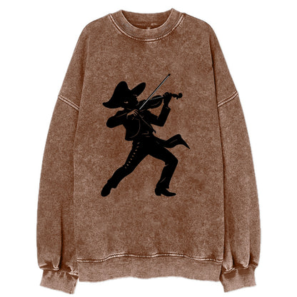 Mariachi violinist passionate performance - Vintage Sweatshirt - Brown