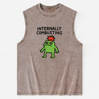 INTERNALLY COMBUSTING | Calm exterior exploding inside - Vintage Washed Tank - Brown