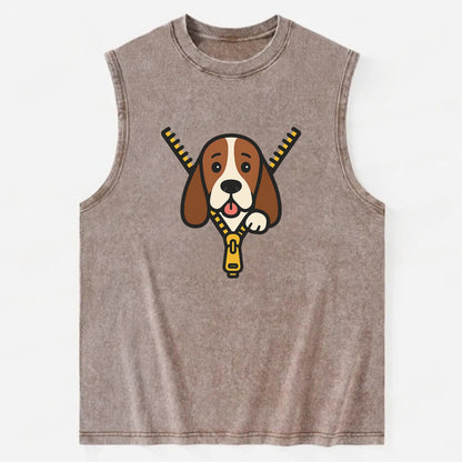 Basset Hound - Vintage Washed Tank - Brown
