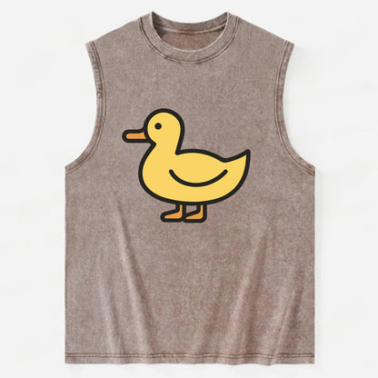 Duck - Yellow mallard flat side profile - Vintage Washed Tank - Brown