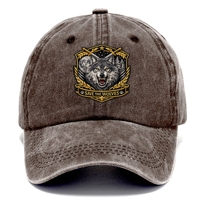 SAVE THE WOLVES - wolf moon in gray , predator protection - Classic Cap - Brown