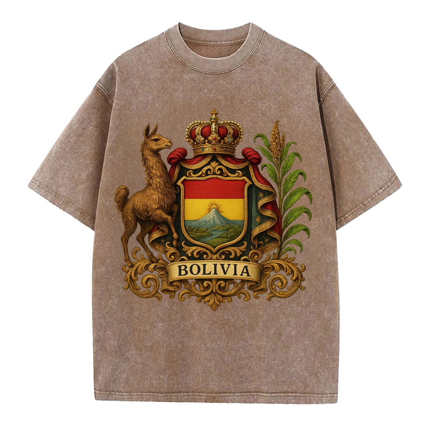 Bolivia Royal Logo  - Vintage T-shirt - Brown
