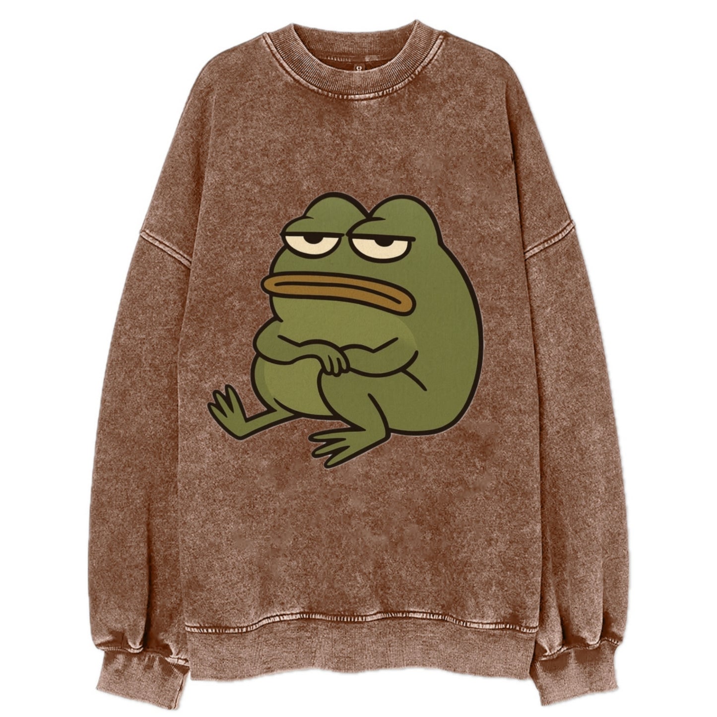The Frog Judges Silently - Vintage Sweatshirt - Brown