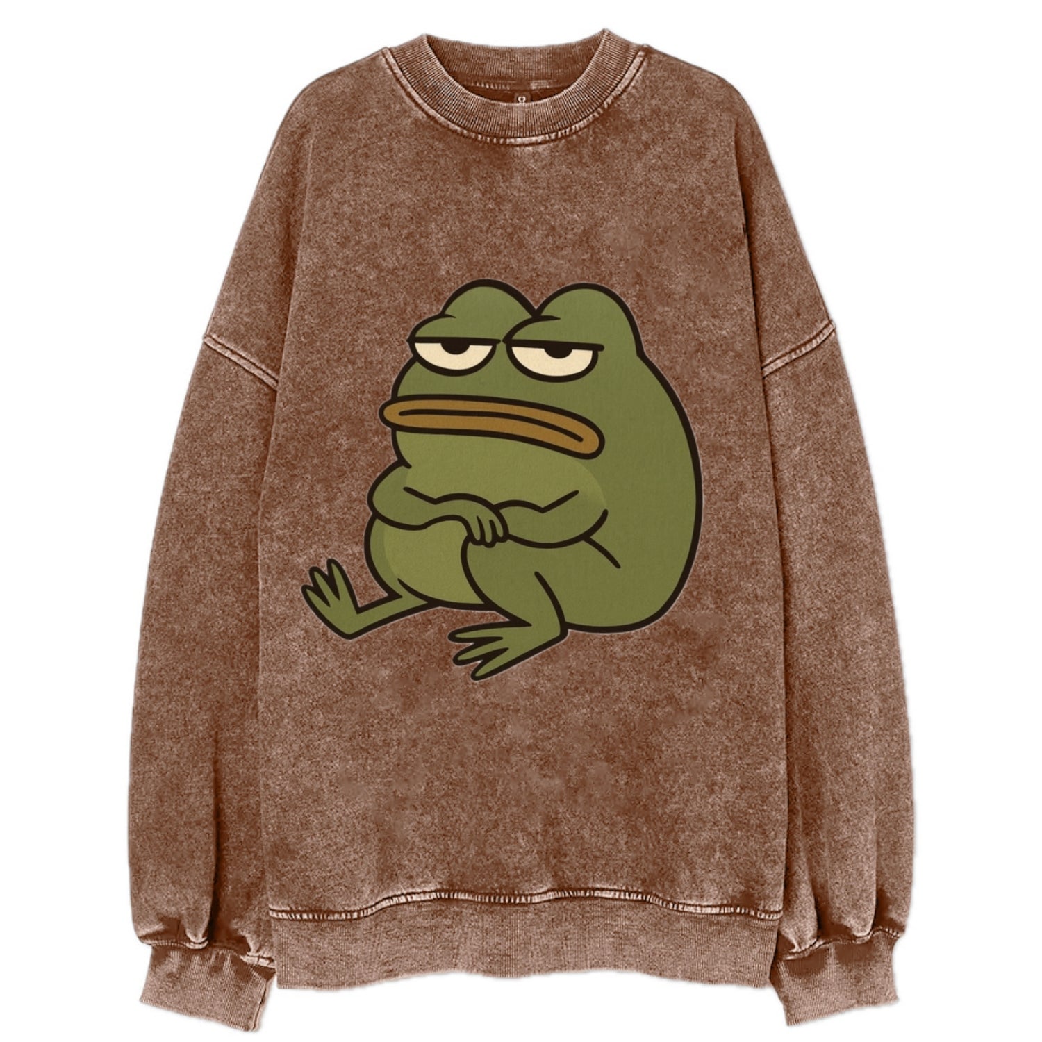 The Frog Judges Silently - Vintage Sweatshirt - Brown