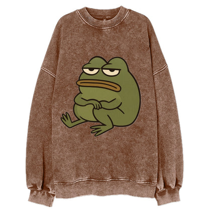 The Frog Judges Silently - Vintage Sweatshirt - Brown