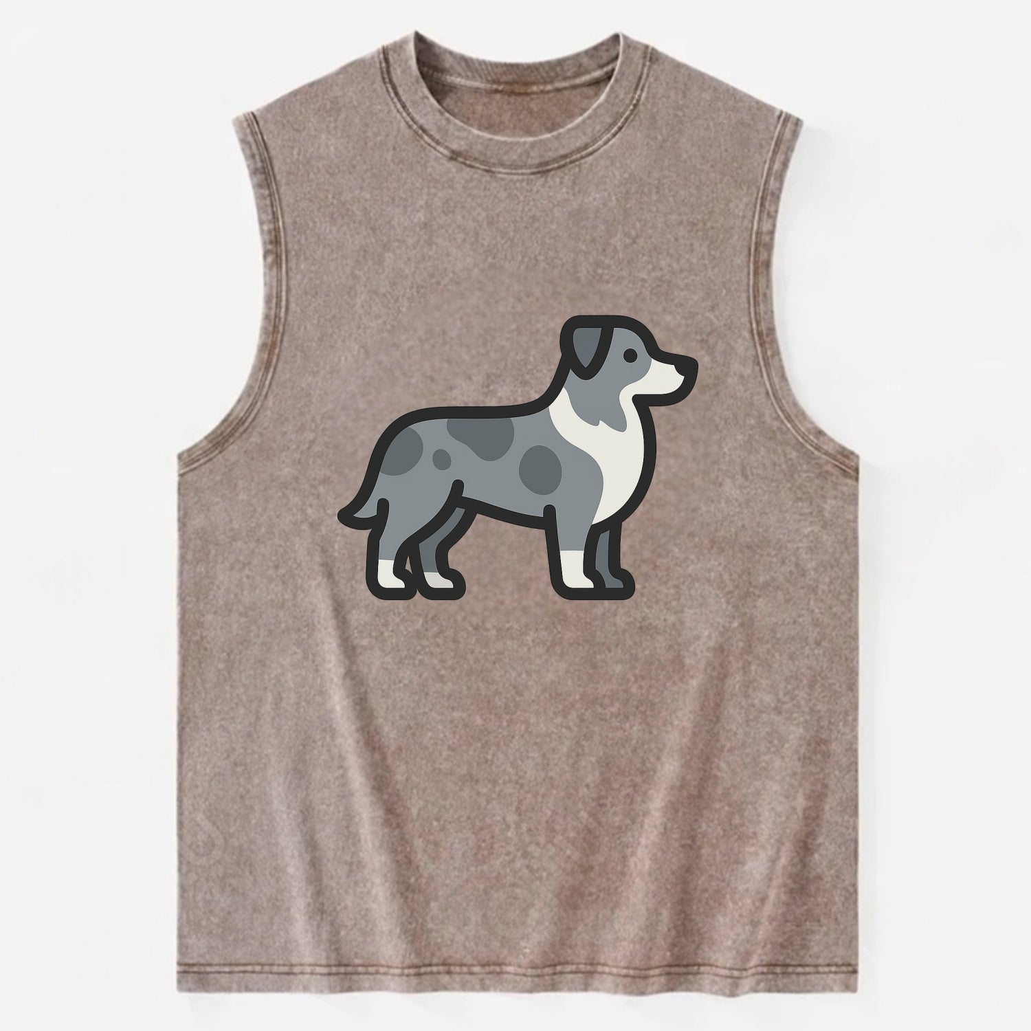 Australian Shepherd - Blue merle flat side profile - Vintage Washed Tank - Brown