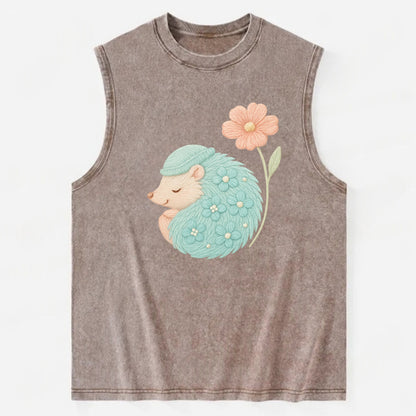 Aqua Hedgehog - Vintage Washed Tank - Brown