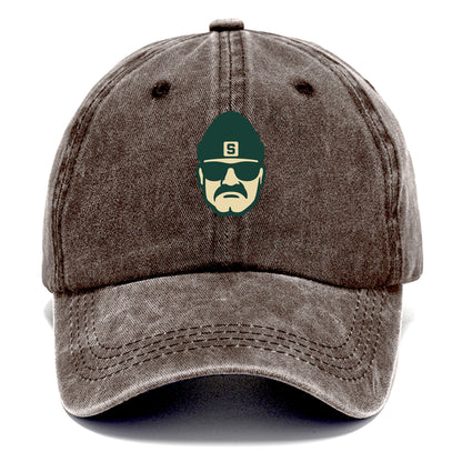 East Lansing Spartan wearing Michigan State beanie with S patch - Classic Cap - Brown