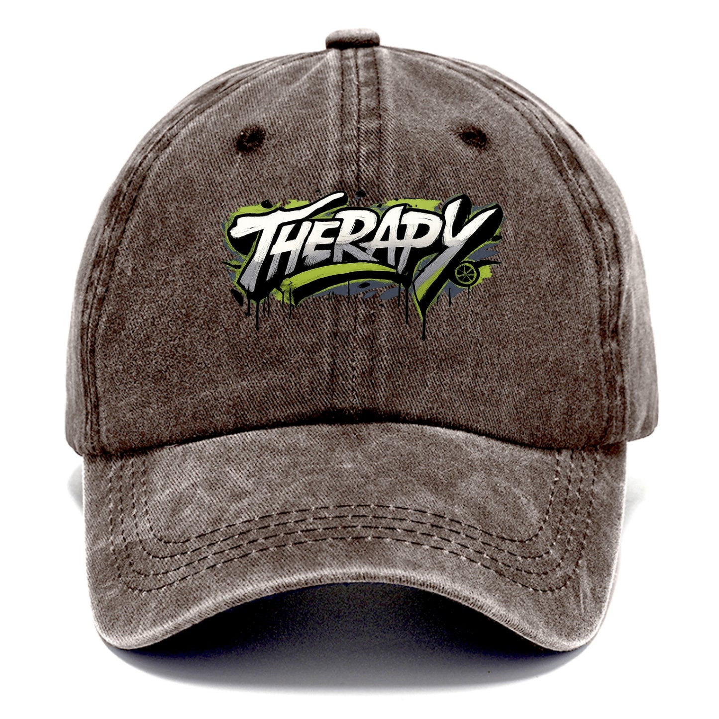Bold typography design - "THERAPY" - mental health, getting help - Classic Cap - Brown